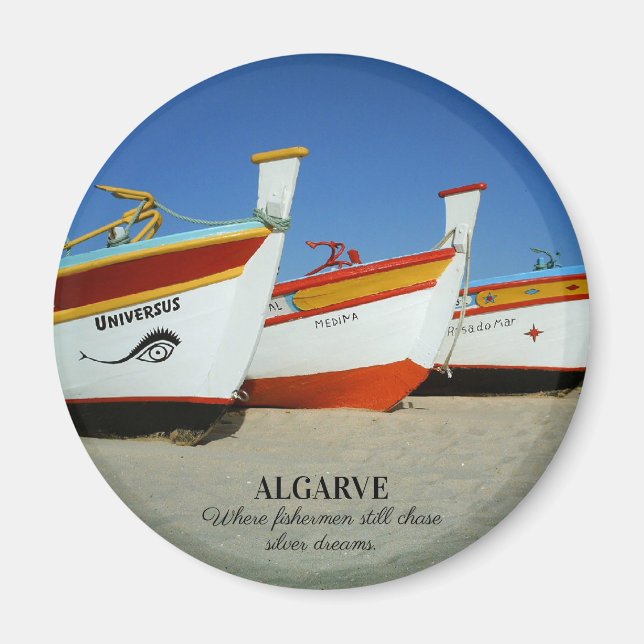 Imã Barcos de Pesca na Foto de Praia de Algarve (Frente)