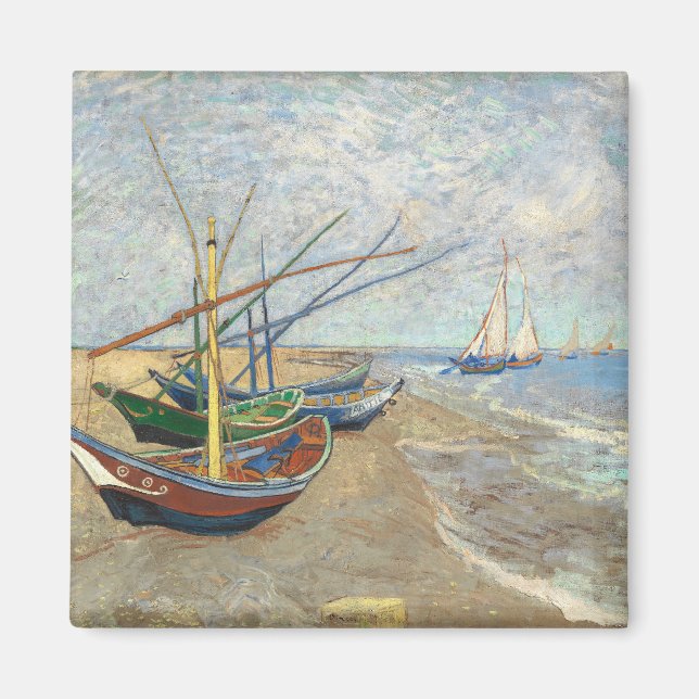 Imã Barcos de pesca na praia por Vincent Van Gogh (Frente)