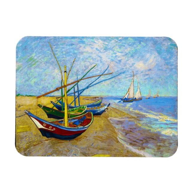 Ímã Barcos de pesca na praia por Vincent Van Gogh (Horizontal)