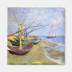 Imã Barcos de pesca na praia, Vincent van Gogh
