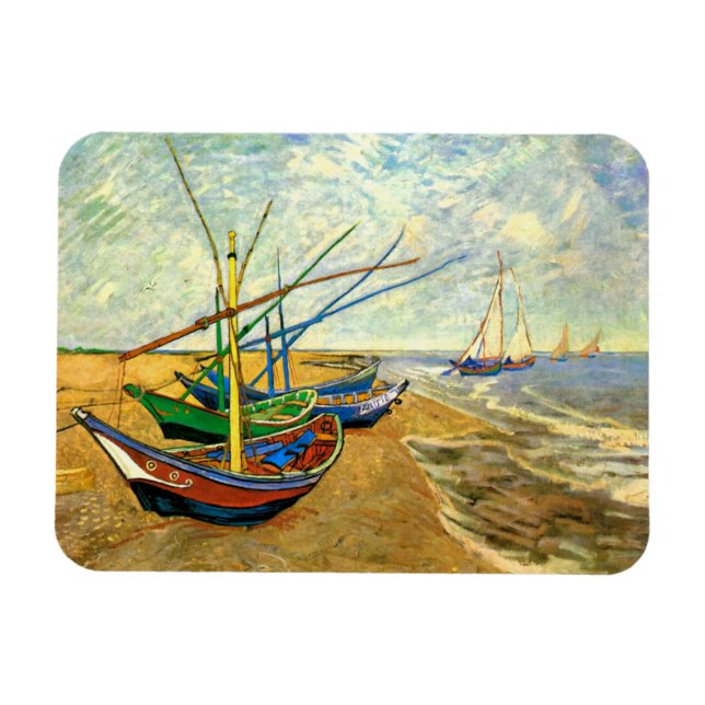Ímã Barcos de pesca Van Gogh na praia em Saintes Marie (Horizontal)