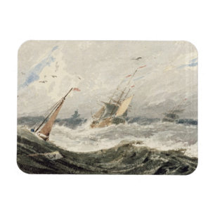 Ímã Barcos em um mar tormentoso (w/c sobre a grafite