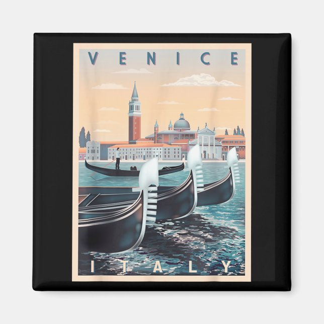 Imã Barcos Gondola Retro Com a Silhueta de Veneza Itál (Frente)