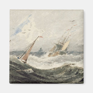 Imã Barcos num mar tempestuoso (com grafite sobre made