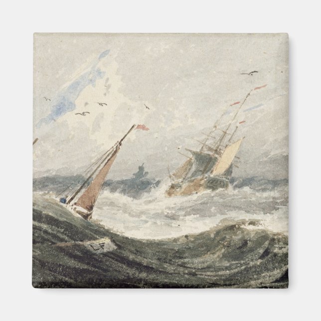 Imã Barcos num mar tempestuoso (com grafite sobre made (Frente)