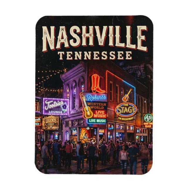 Ímã Bares de Honky-Tonk da Lower Broadway EUA (Vertical)