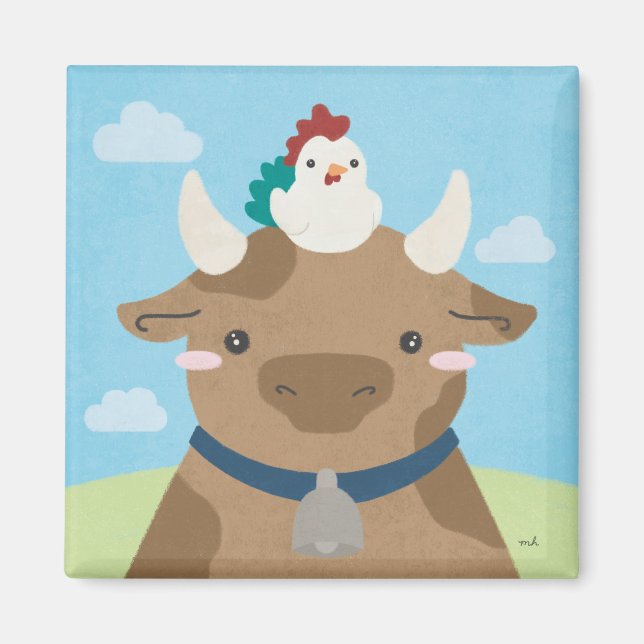 Imã Barn Buddies - Vaca e Pintinho (Frente)