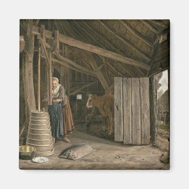 Imã Barn Interior com uma Manteiga Maid Churning (Frente)