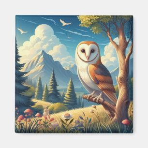 Imã Barn Owl Na Natureza Magnet