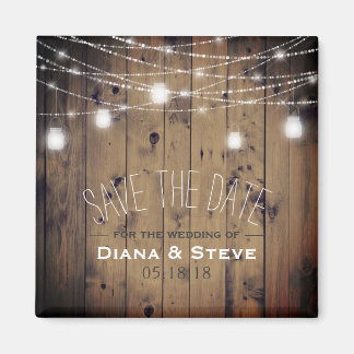 Imã Barn Wood Lights Mason Jar Wedding Salvar Data