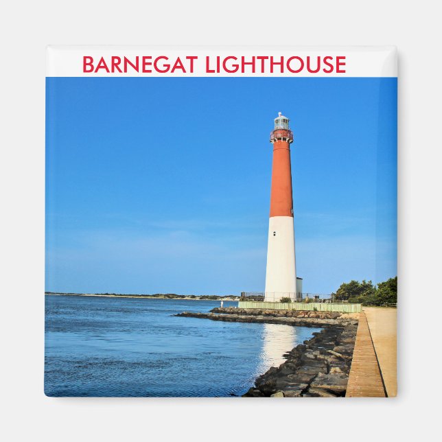 Imã Barnegat Lighthouse, Nova Jersey Magnet (Frente)