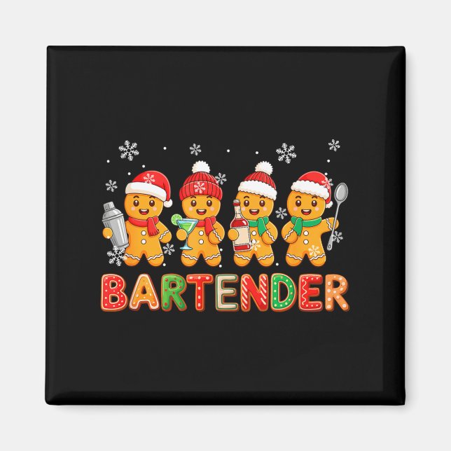Imã Bartender Job Group Santa Gingerbreads Xmas Cookie (Frente)