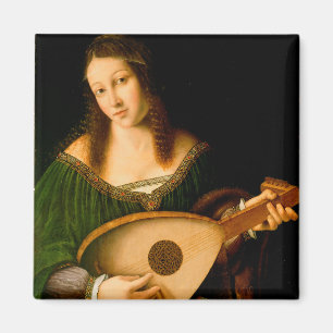 Imã Bartolomeo Veneto Lady Playing Lute Portrait Art