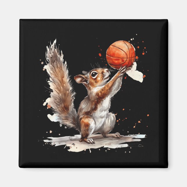 Imã Basball Watercolor Squirrel Basball Bb (Frente)