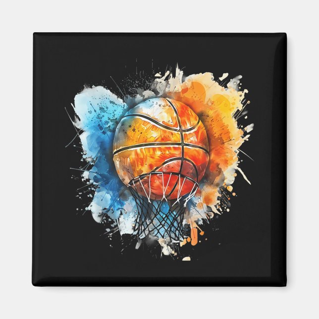 Imã Basbol - Cores Aquáticas - Basquete de Desenho Col (Frente)