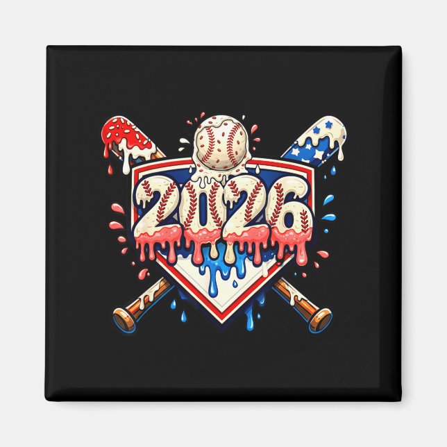 Imã Baseball 2026 Sorvete Drip Bats Para Meninos Niver (Frente)
