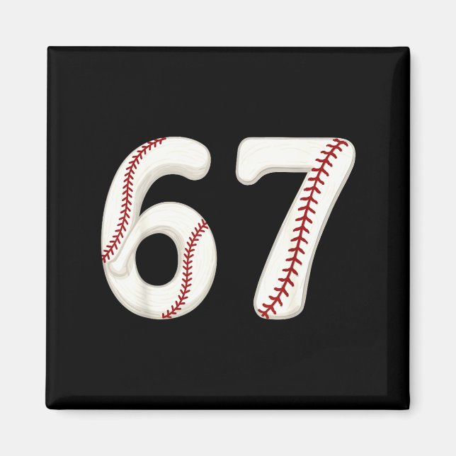 Imã Baseball 67 Número Engraçado Seis Sete Gen Alpha M (Frente)