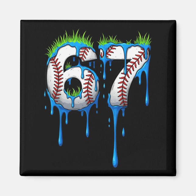 Imã Baseball 67 Six Seven Funny Gen Alpha Meme Blue Dr (Frente)