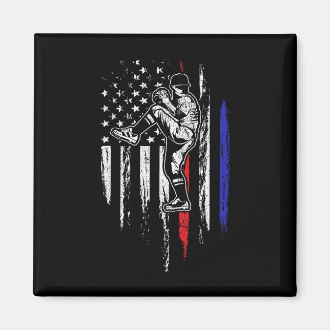 Imã Baseball American Flag Pitcher Usa Pitcher 4th Of (Frente)