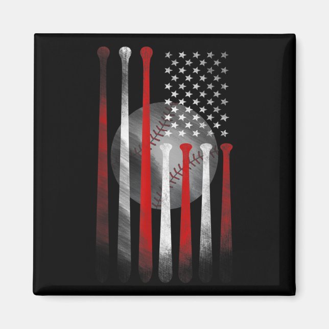 Imã Baseball American Flag Vintage (Frente)