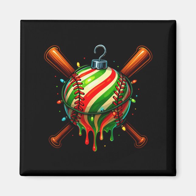 Imã Baseball Christmas Ice Cream Drip Baseball Dripng  (Frente)