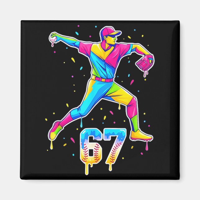 Imã Baseball Drip Ice Cream Number 67 Player Or 67th B (Frente)