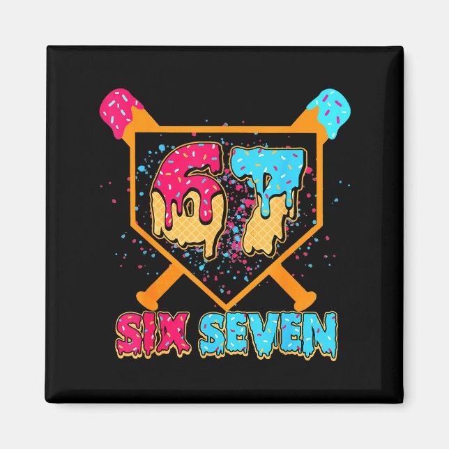 Imã Baseball Drip Number 67 Player Or 67th Birthday Bo (Frente)