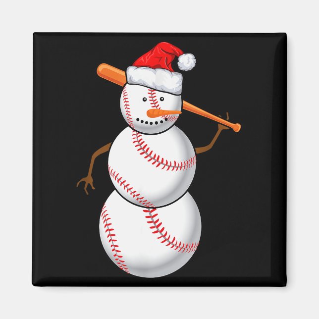 Imã Baseball Fan Snowman Funny Christmas Gift  (Frente)