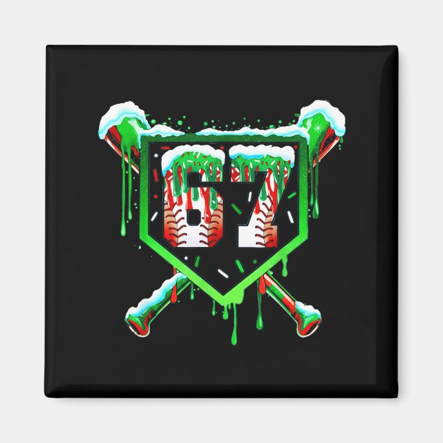 Imã Baseball Ice Cream Drip Number 67 Six Seven Meme C (Frente)