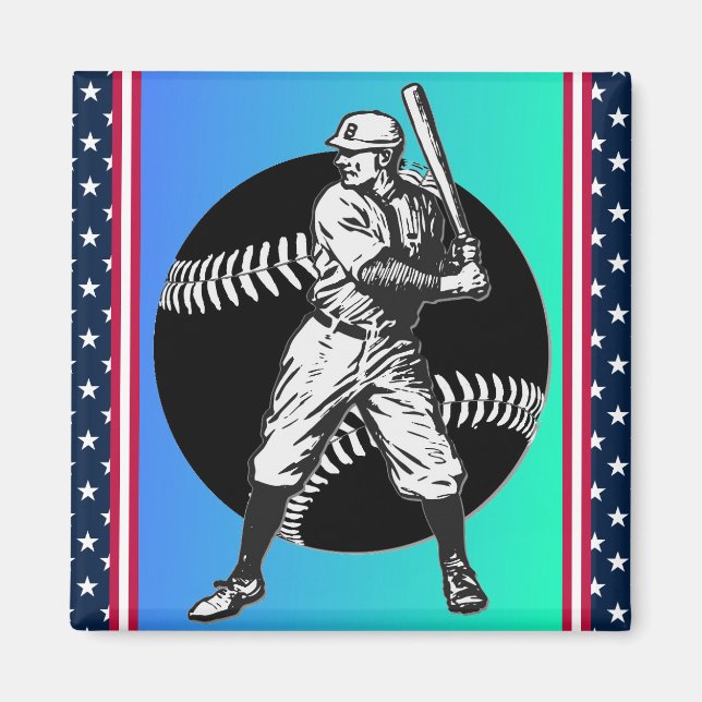 Imã Baseball:Imagem de Vintage (Frente)