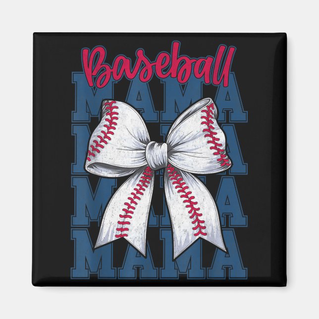Imã Baseball Mama Coquette Bow Game Day Baseball Mom M (Frente)