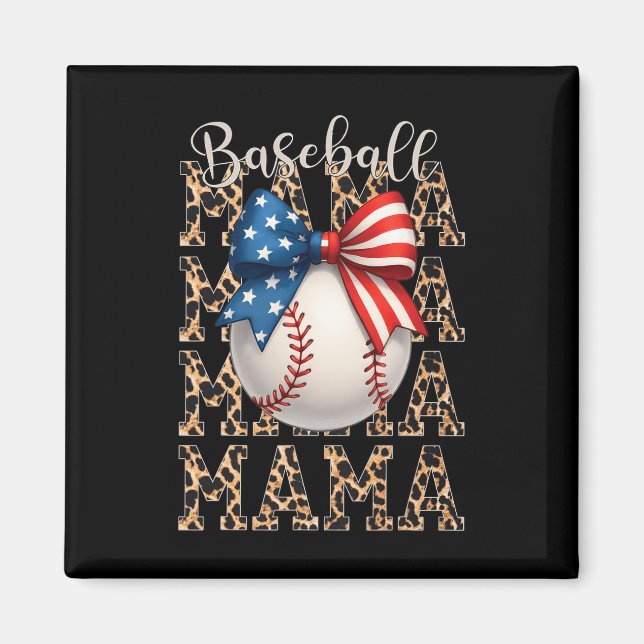 Imã Baseball Mama Game Day Baseball Usa 4 De Julho Mo (Frente)