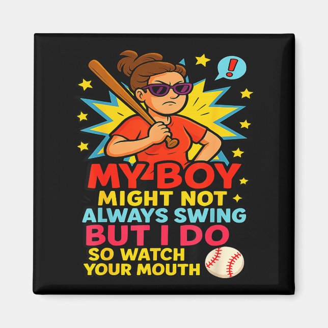 Imã Baseball Mom Funny Quote For Mother's Day Gift  (Frente)