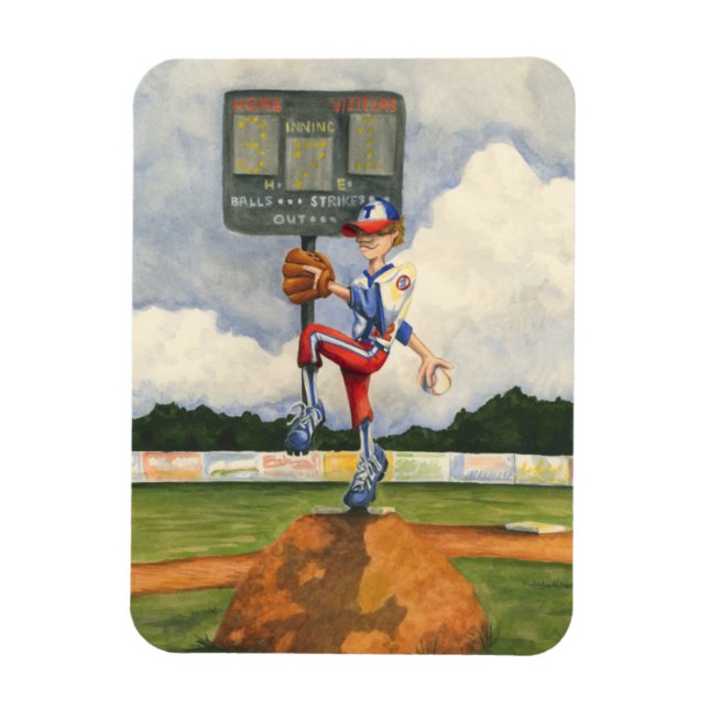 Ímã Baseball Pitcher sobre monte por Jay Throckmorton (Vertical)