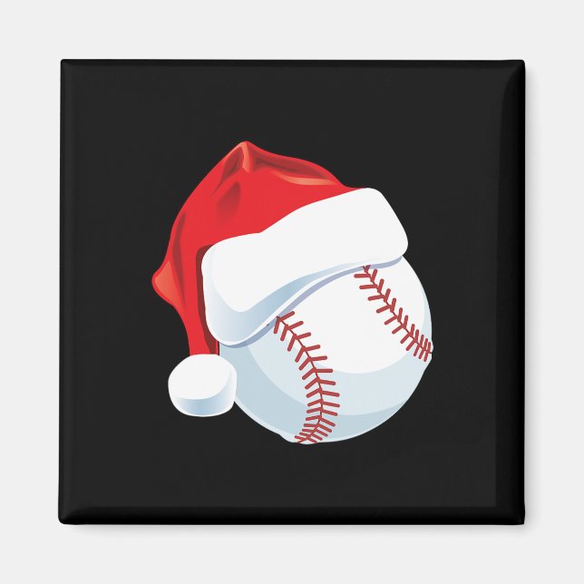Imã Baseball Santa Hat Men Natal Para Rapazes (Frente)