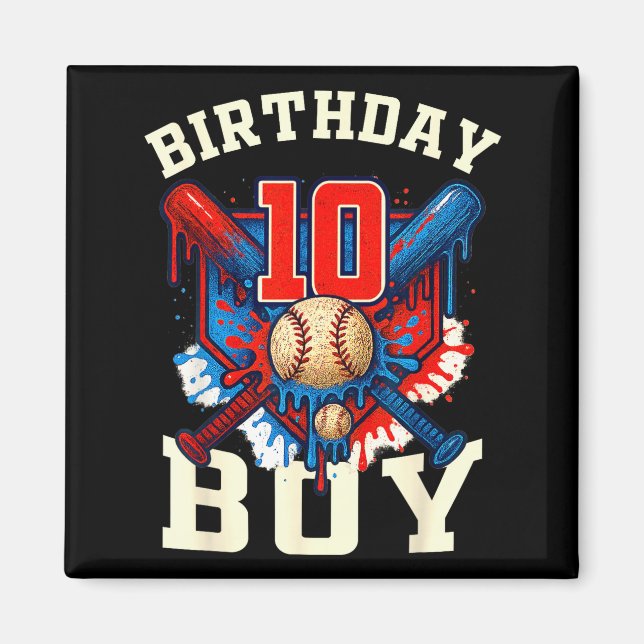 Imã Baseball Splash Drip 10th Birthday Srts Lover Boy  (Frente)
