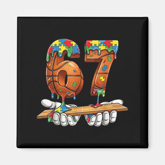 Imã Basebol 67 Puzzle Drip Seis Sete Meme Meninos Auti (Frente)