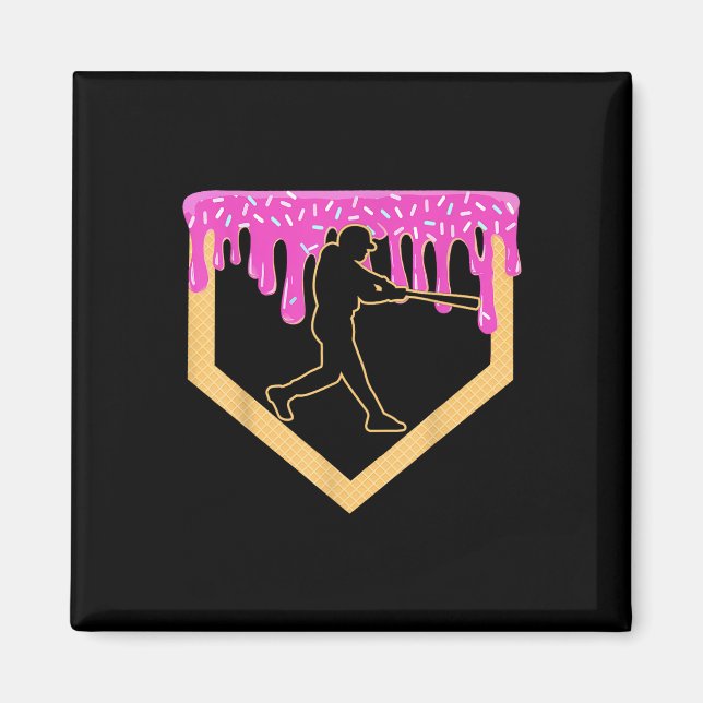 Imã Basebol Sorvete de Placa Inicial de Beisebol (Frente)