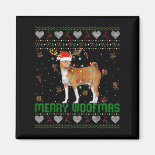 Imã Basenji Dog Christmas Luz Feia Doce Xmas Paj
