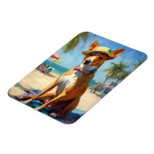 Ímã Basenji na praia, presente de verão para amantes d