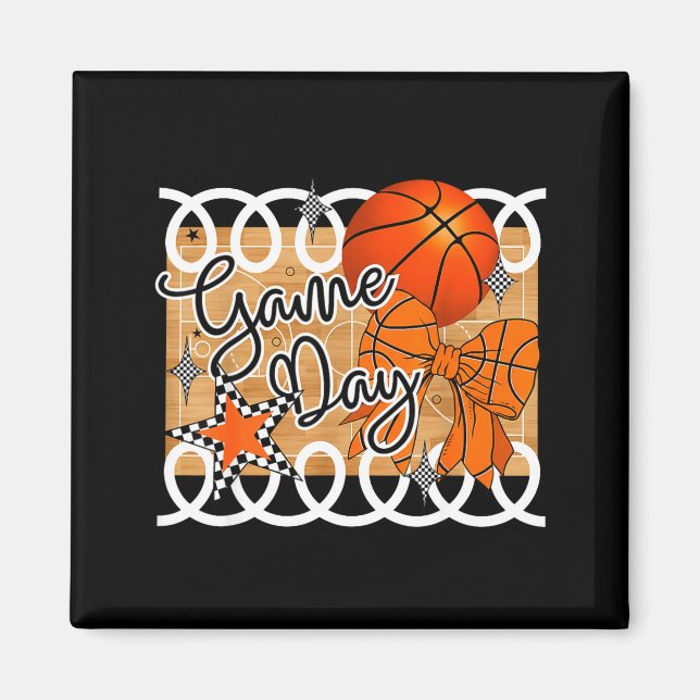 Imã Basketball Coquette Bow Game Day Women Girl  (Frente)