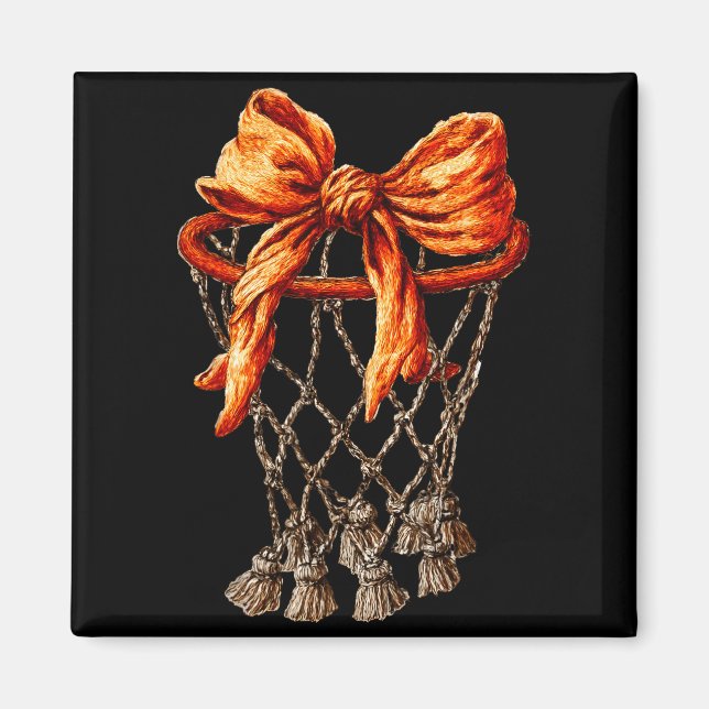 Imã Basketball Hoop Net Coquette Bow Basketball Player (Frente)