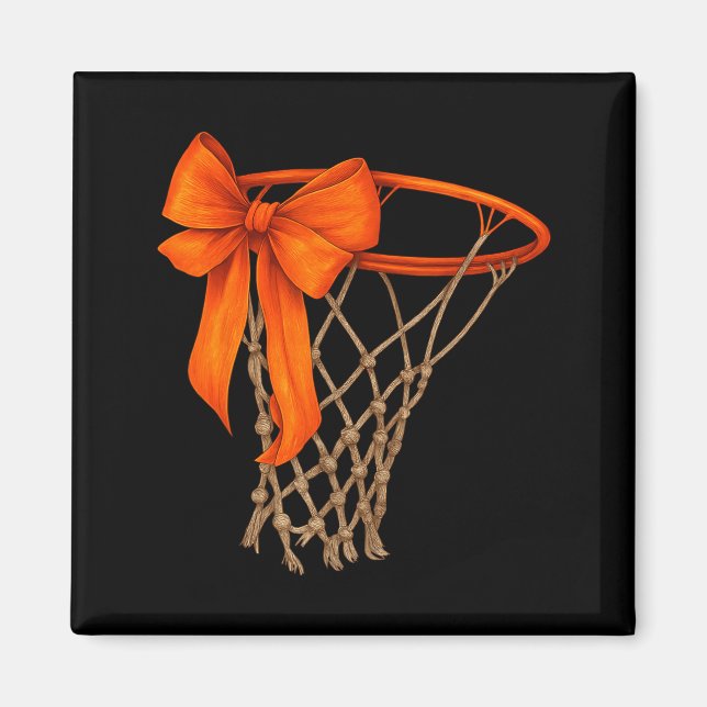 Imã Basketball Hoop With Bow Cute Basketball Aesthetic (Frente)