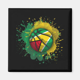 Imã Basquete Com Bandeira Da Guiana