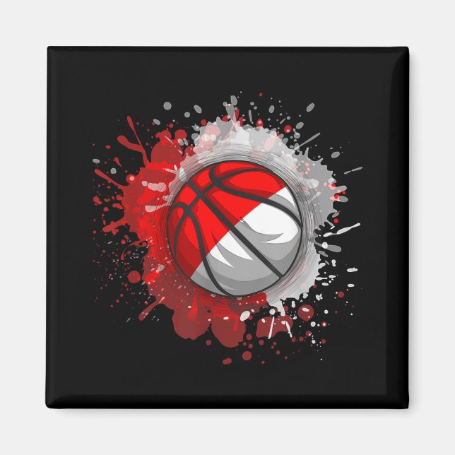 Imã Basquete Com Bandeira Da Indonésia (Frente)