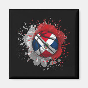 Imã Basquete Com Bandeira Da República Dominicana