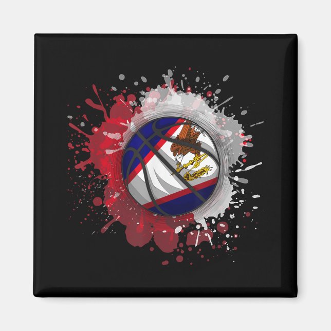 Imã Basquete com Bandeira de Samoa Americana (Frente)