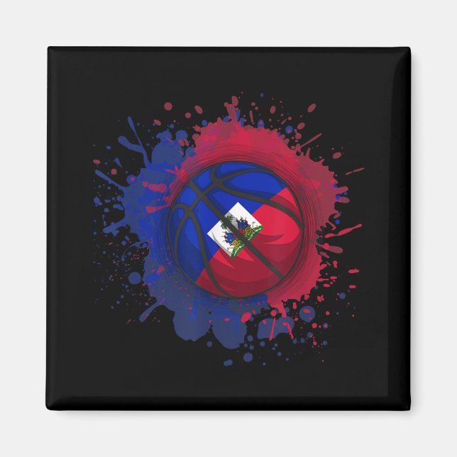 Imã Basquete Com Bandeira Do Haiti (Frente)