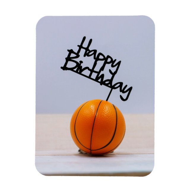 Ímã Basquete com Feliz Aniversário sobre fundo branco (Vertical)
