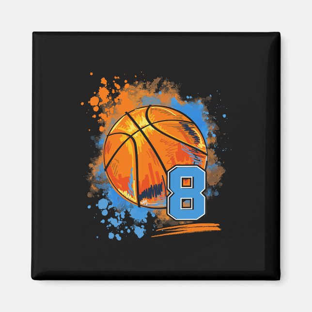 Imã Basquete de Aniversário com 8 Anos de Idade (Frente)